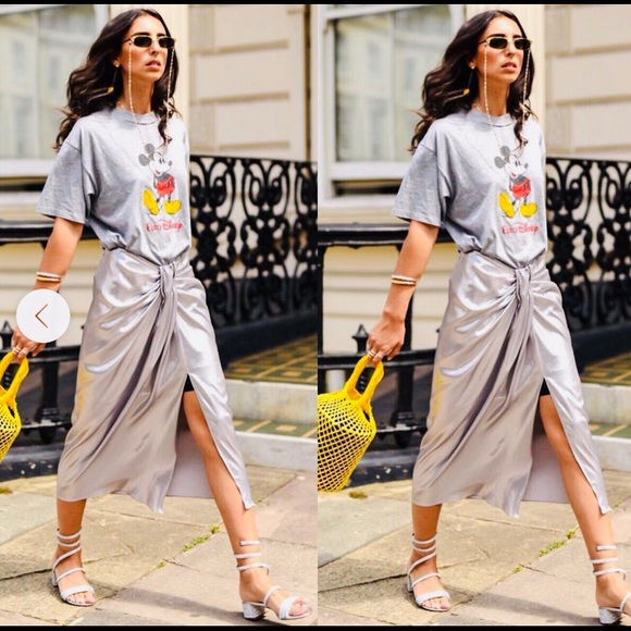 New Zara silver draped skirt. - Picture 3 of 8